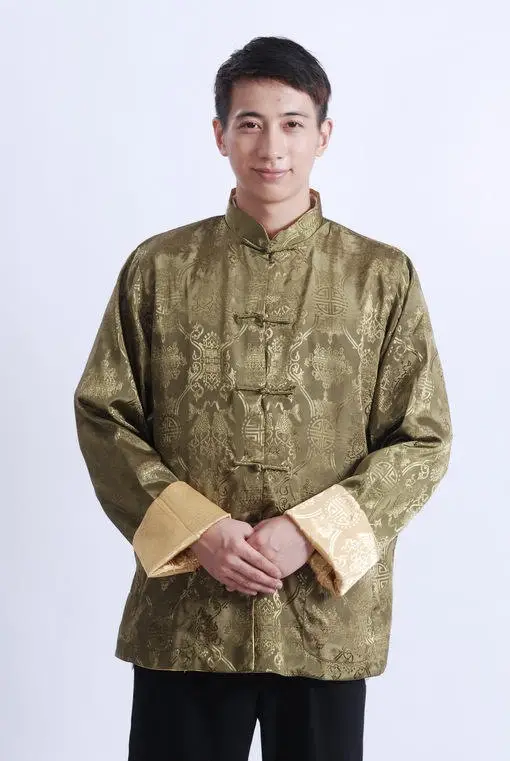 Men's Silk Embroidered Jacket Red Yellow Winter Chinese Tang Suit — feature 45