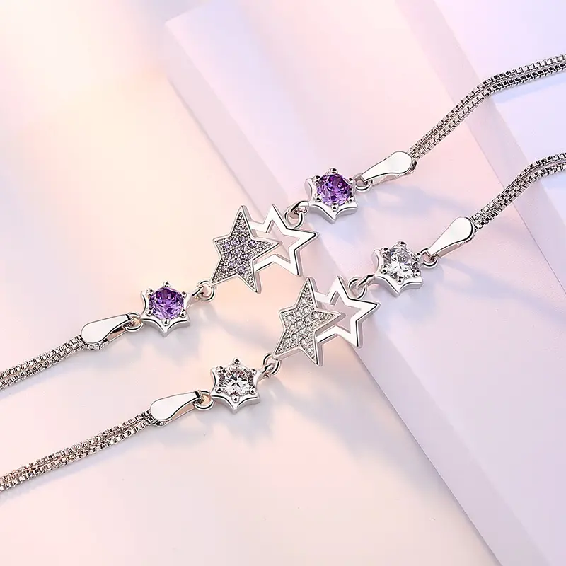 Women's Five-Pointed Star Bracelet with Crystal Zirconium - Image 4