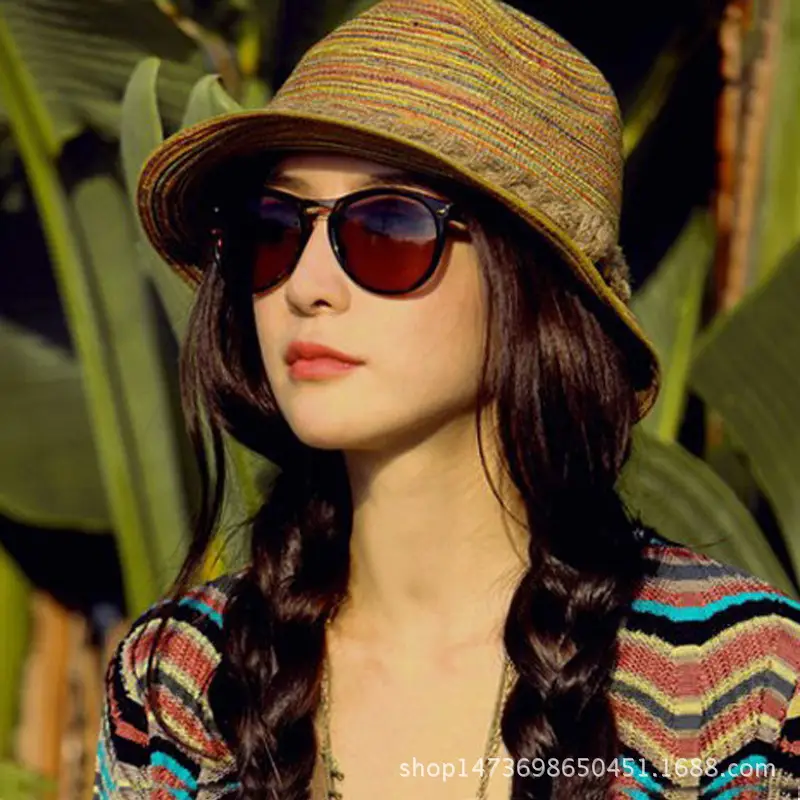 Black Big-Brimmed Wolf Collapsible Sun Hat for Men Women — feature 114