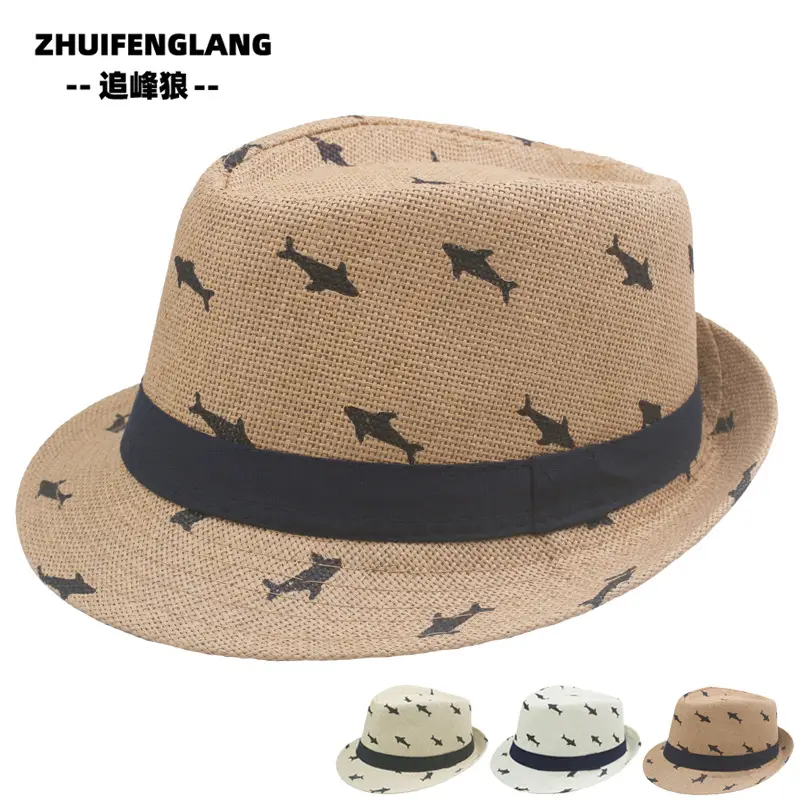 Black Big-Brimmed Wolf Collapsible Sun Hat for Men Women — feature 76