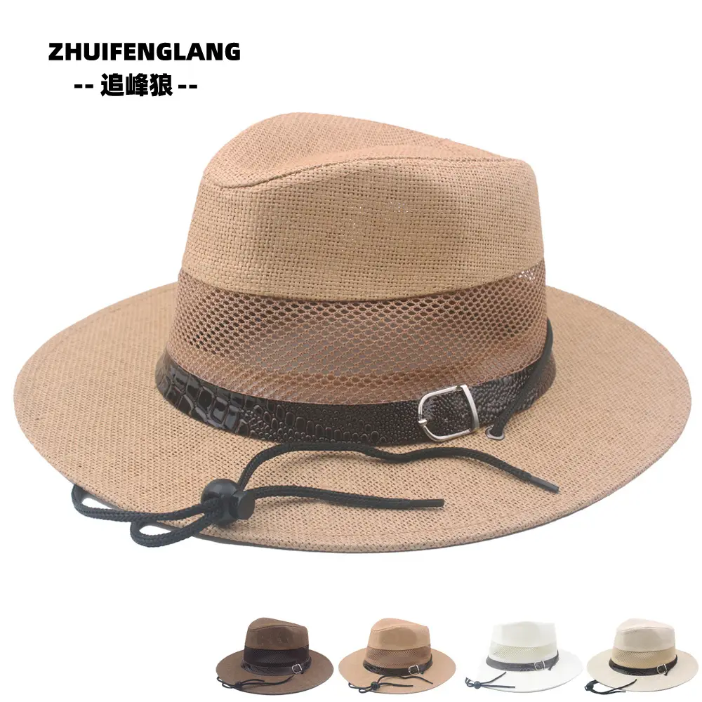 Black Big-Brimmed Wolf Collapsible Sun Hat for Men Women — feature 96