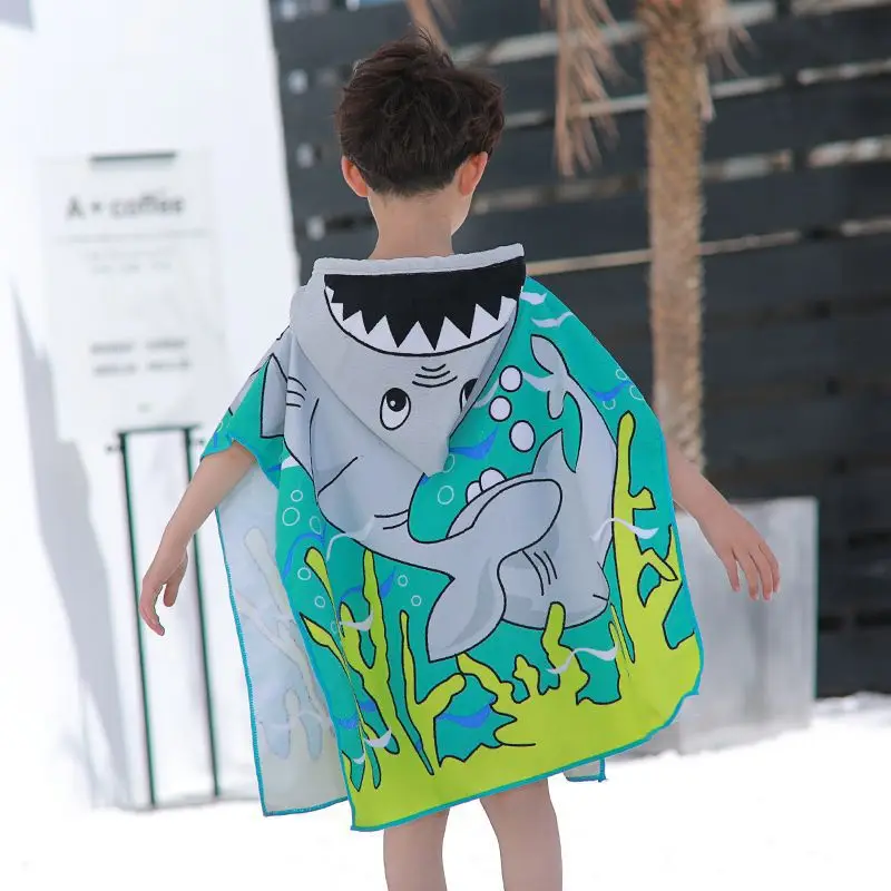 Pink Cartoon Hooded Baby Bathrobe Capable Cape
