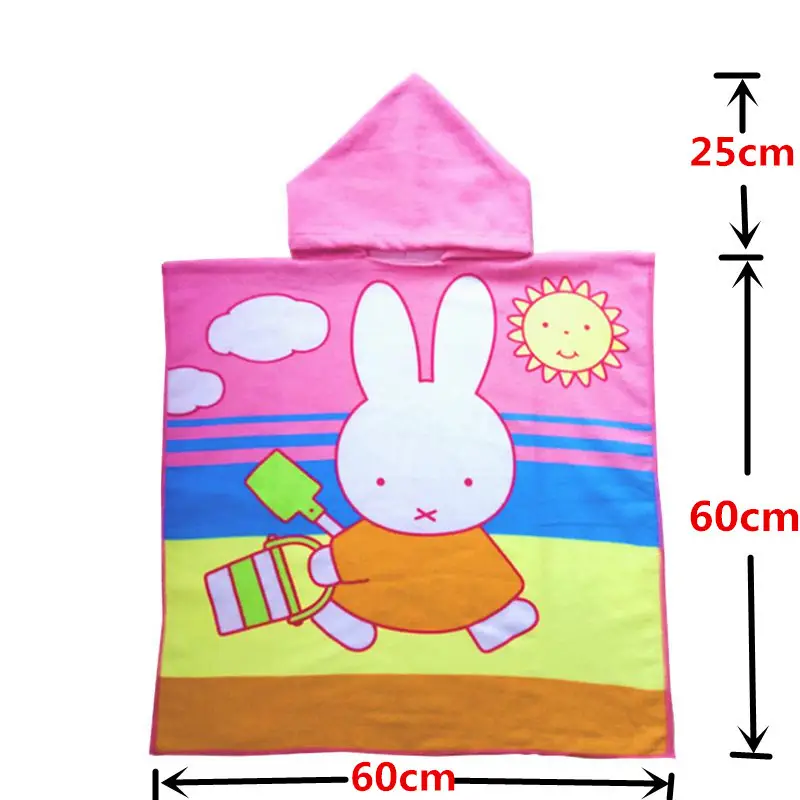 Pink Cartoon Hooded Baby Bathrobe Capable Cape