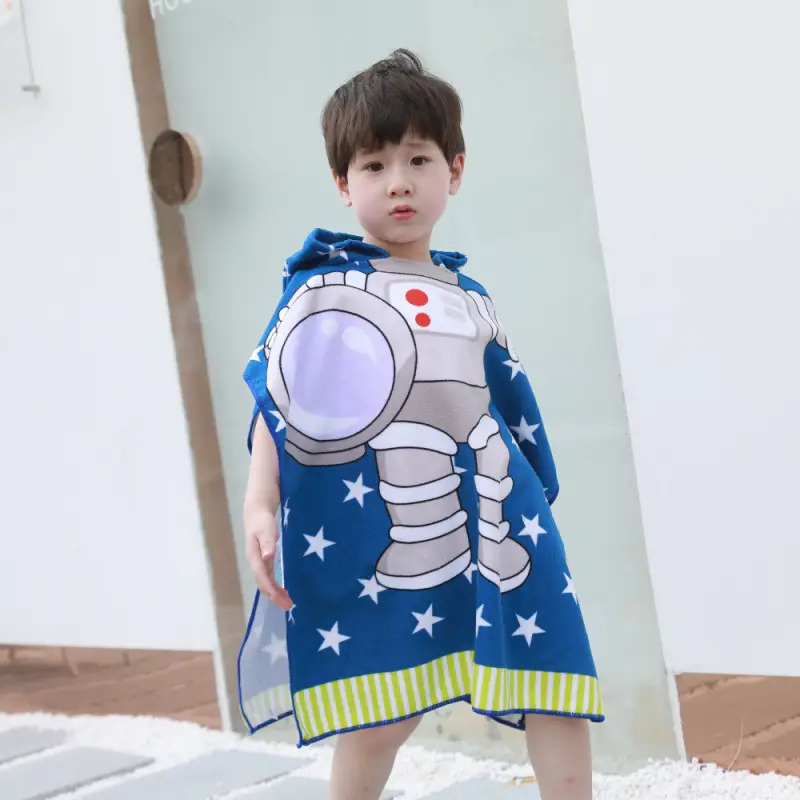 Pink Cartoon Hooded Baby Bathrobe Capable Cape