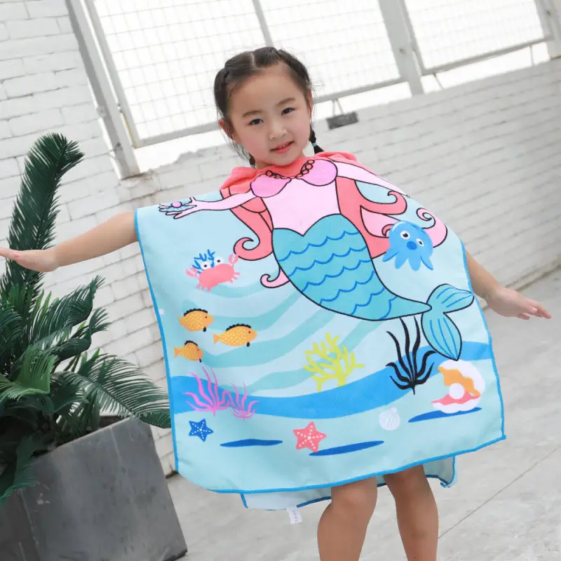 Pink Cartoon Hooded Baby Bathrobe Capable Cape