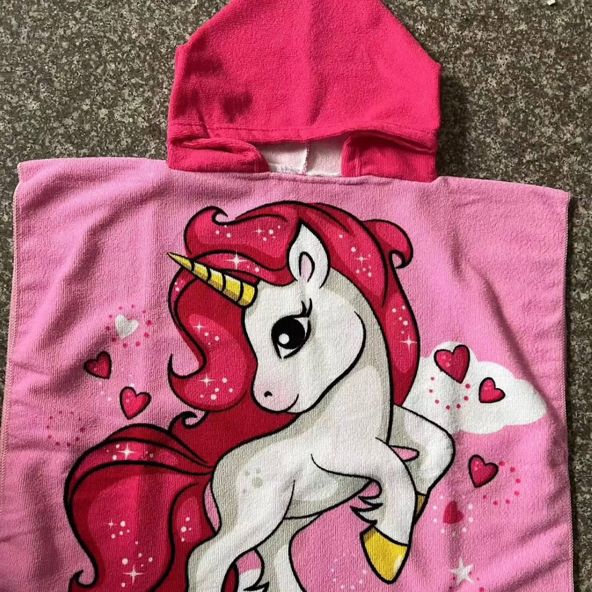 Pink Cartoon Hooded Baby Bathrobe Capable Cape