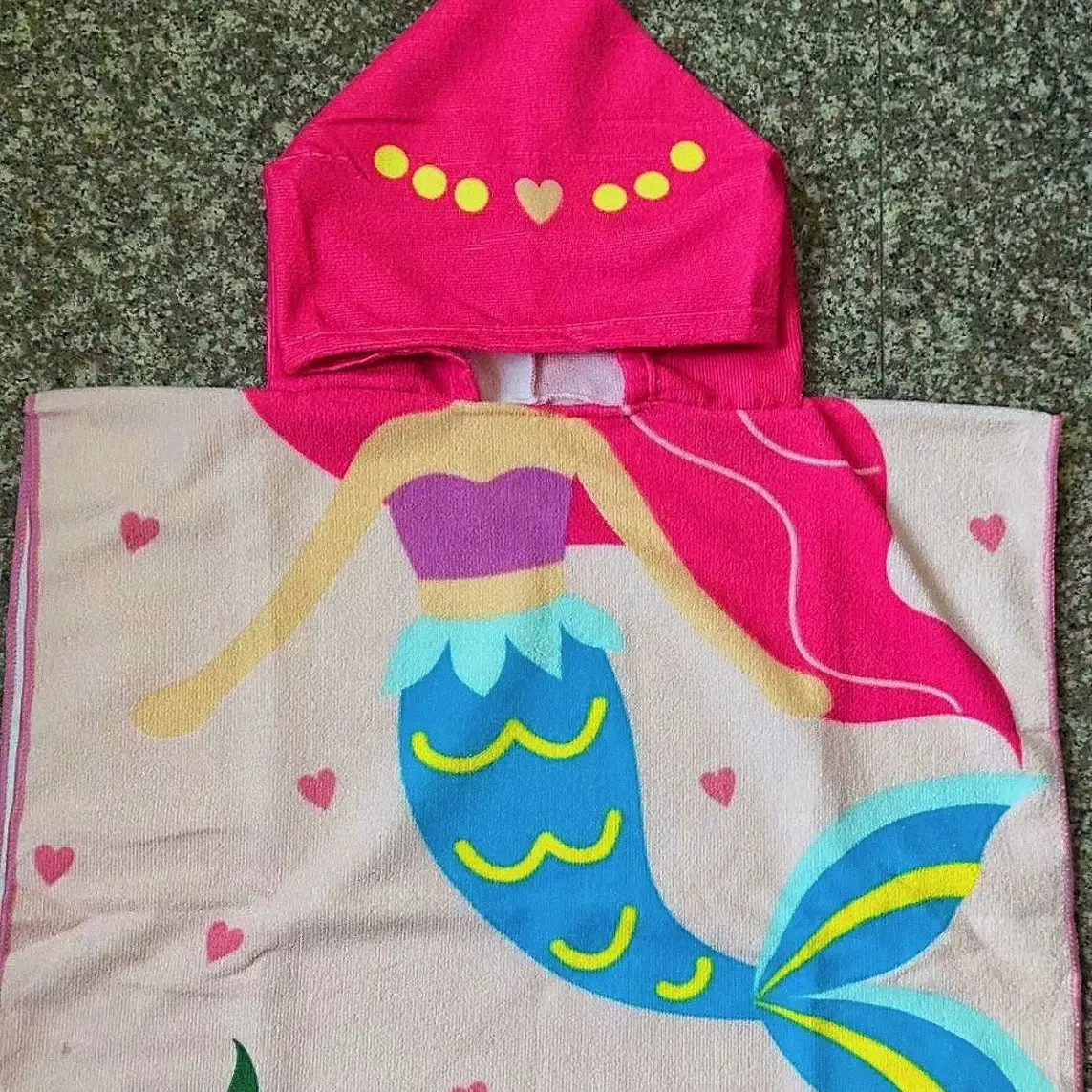 Pink Cartoon Hooded Baby Bathrobe Capable Cape