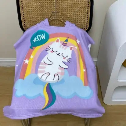 Pink Cartoon Hooded Baby Bathrobe Capable Cape