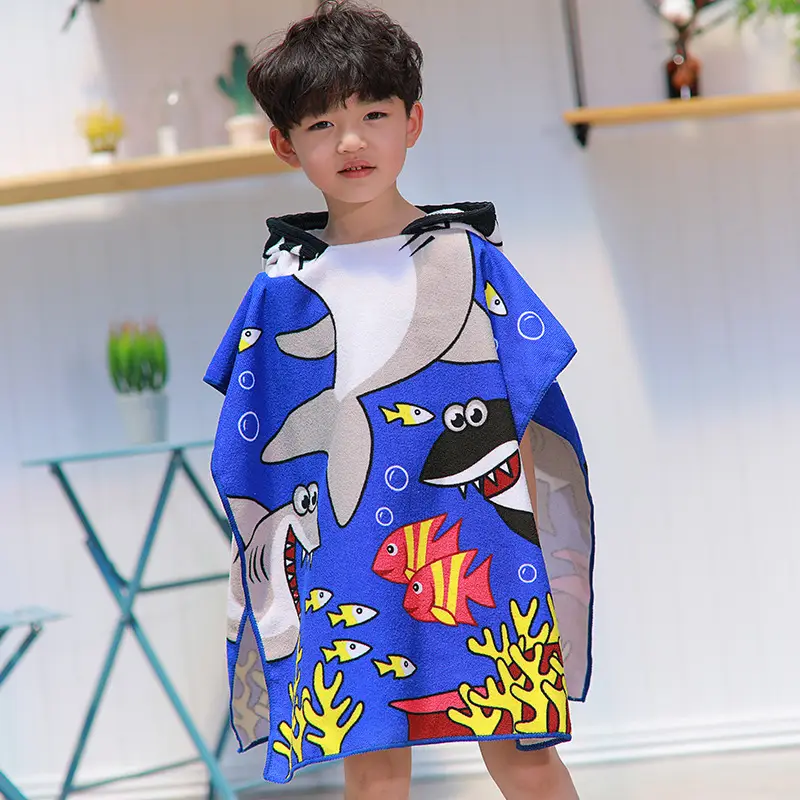 Pink Cartoon Hooded Baby Bathrobe Capable Cape