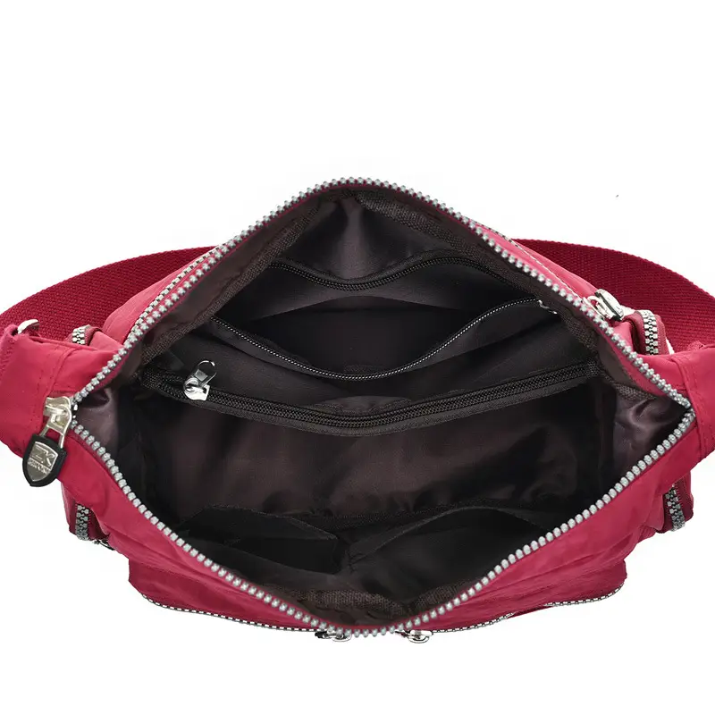 Women's Red Crossbody Bag with Zip Pockets - Image 11