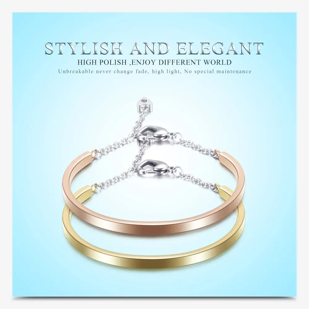 Glossy U-Shaped 4mm Titanium Steel Bracelet — feature 1