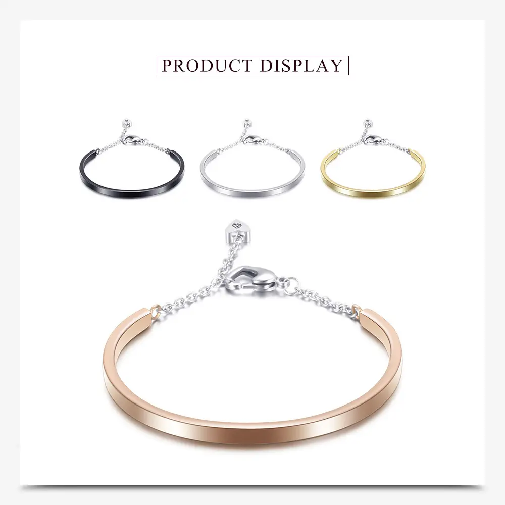 Glossy U-Shaped 4mm Titanium Steel Bracelet — feature 3