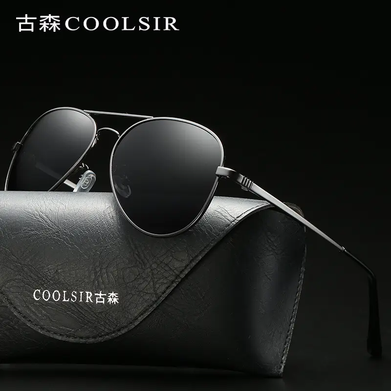 Men Polarized Sunglasses Gold Frame Toad Mirror Driving Glasses