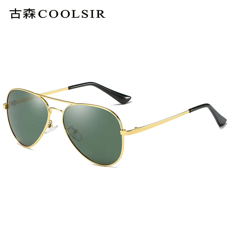 Men Polarized Sunglasses Gold Frame Toad Mirror Driving Glasses