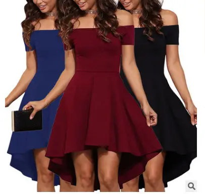Purple Off-Shoulder Flared Skirt Dress for Women - Image 2