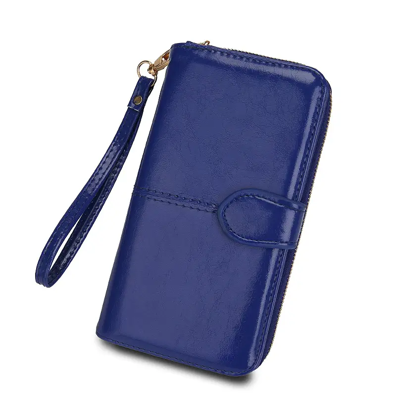 Popular Women's Wallet 2026 New Zipper Oil Wax Leather Wallet with Clasp Phone Bag Oil Leather New Pu Clutch Bag