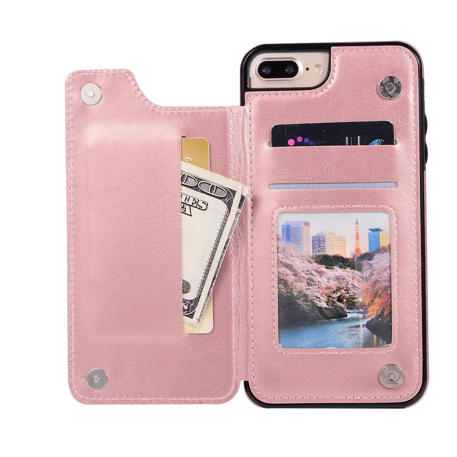 Blue Leather 3-D Crazy Horse Mobile Phone Case with Card Holder - Image 10