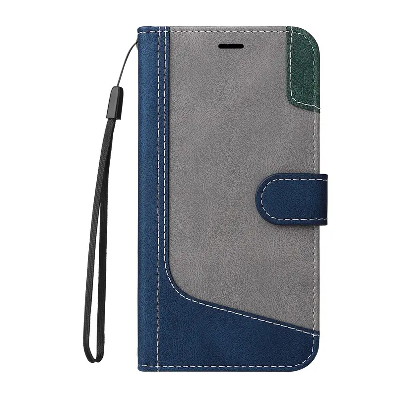 Three-Color Spliced iPhone Case with Wrist Strap - Image 2