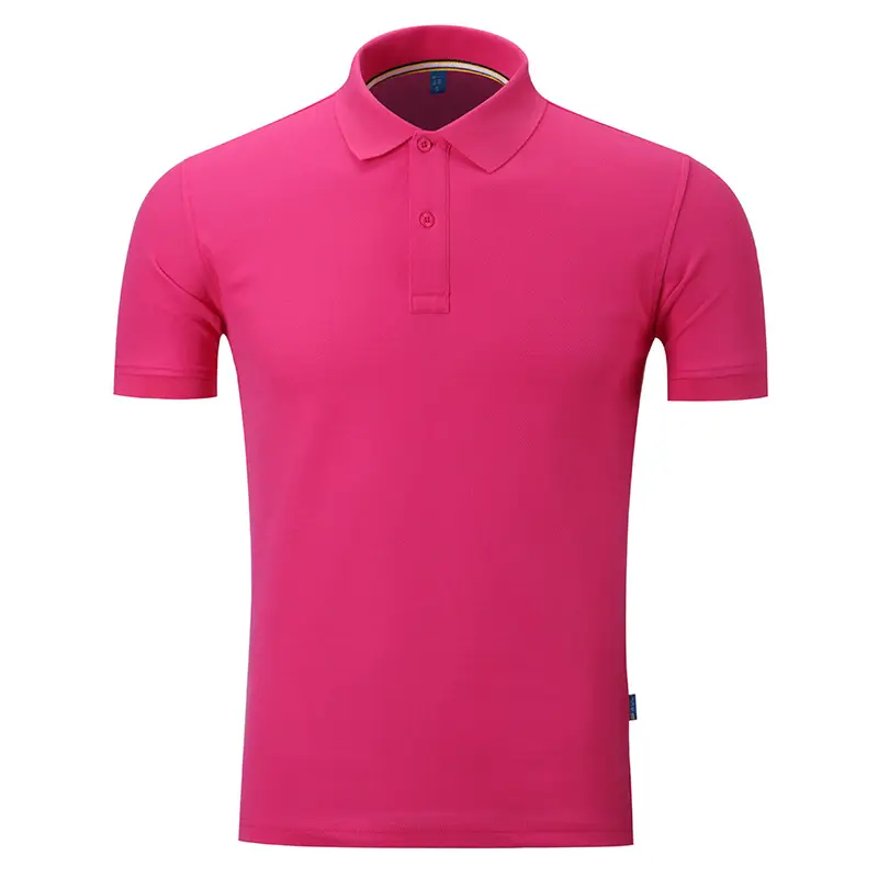 Men Cotton Polo Shirt Pink Short Sleeve - Image 11