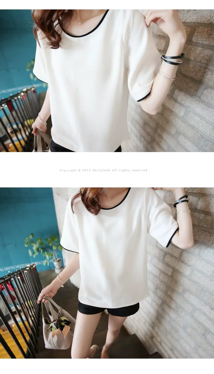 Korean Summer Slimming T-Shirt White Black Plus Size — feature 5