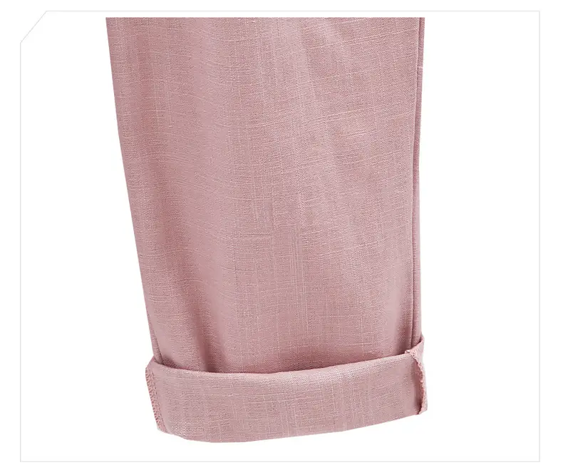 Women Cotton Linen Pants Pink Large Plus Size — feature 16