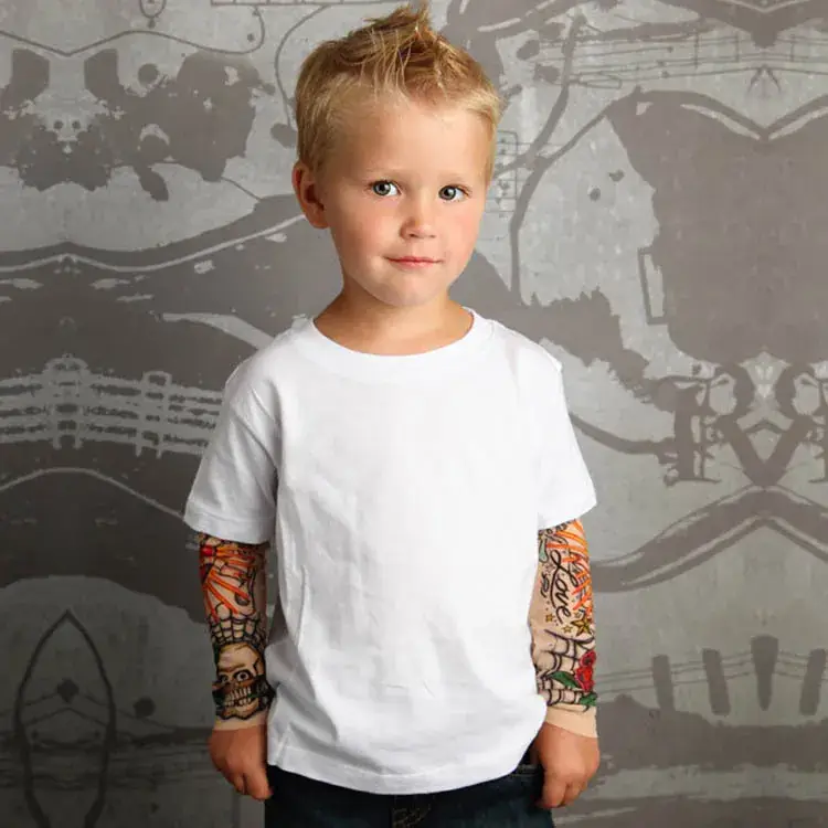 White Long Sleeve T-Shirt with Printed Arm Design - Image 13