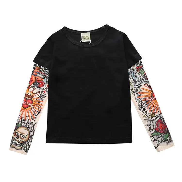 White Long Sleeve T-Shirt with Printed Arm Design - Image 3