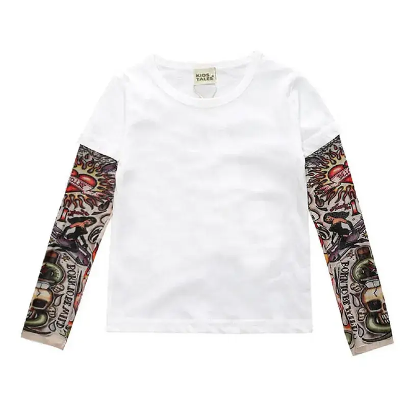 White Long Sleeve T-Shirt with Printed Arm Design - Image 2