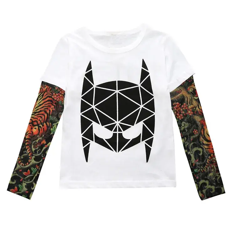 White Long Sleeve T-Shirt with Printed Arm Design - Image 12