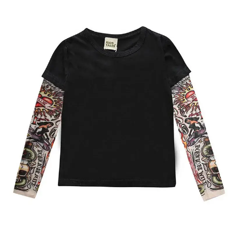 White Long Sleeve T-Shirt with Printed Arm Design - Image 5