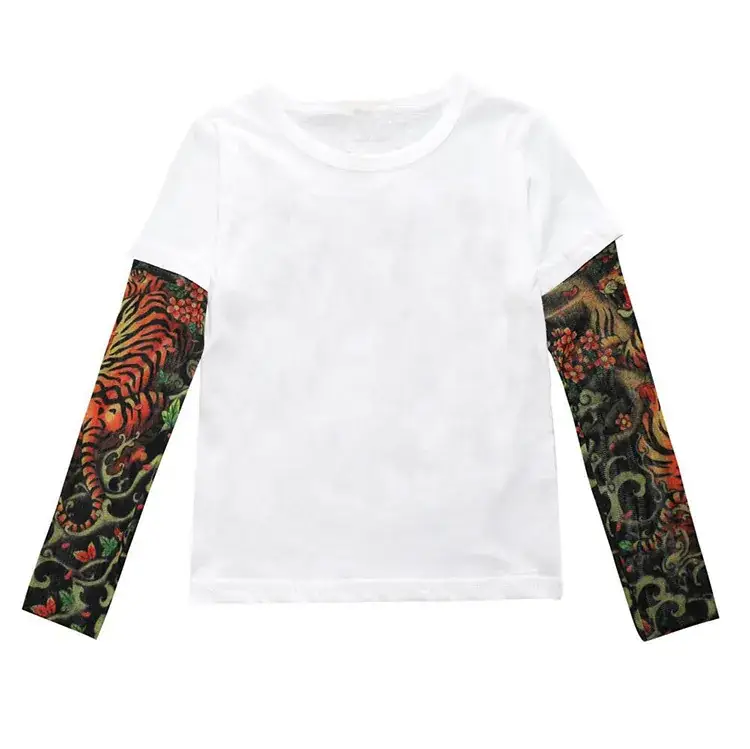 White Long Sleeve T-Shirt with Printed Arm Design - Image 7