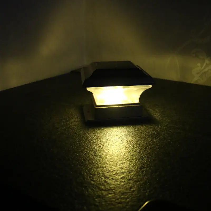 Outdoor Solar Pillar Lamp 4-inch Wooden Garden Lamp - Image 2