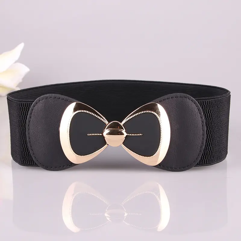 Black Bow Elastic Waist Belt for Women - Image 7