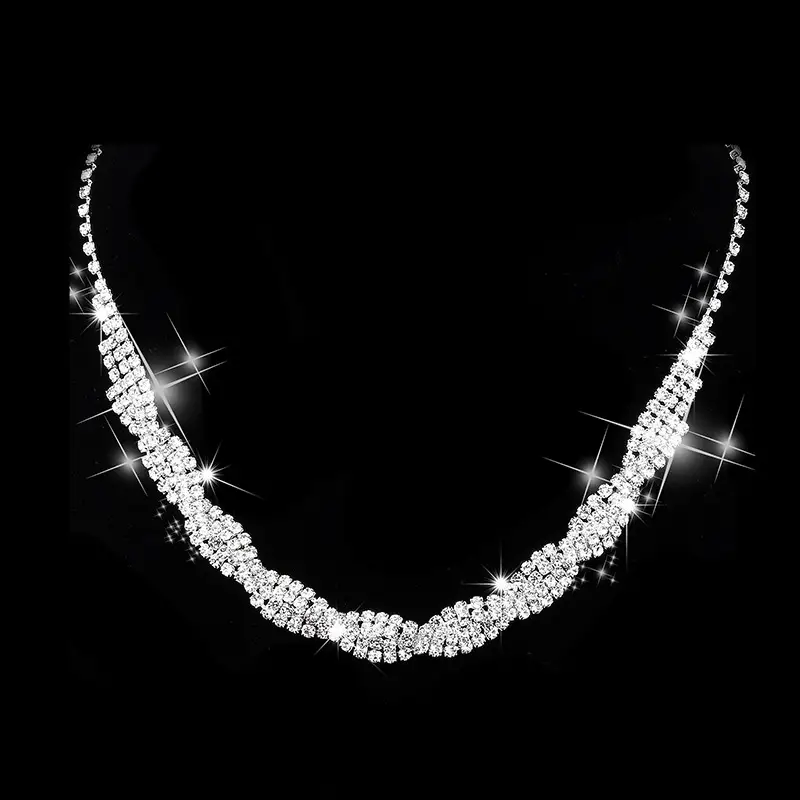 Bright Rhinestone Claw Chain Necklace & Earrings Set - Image 6