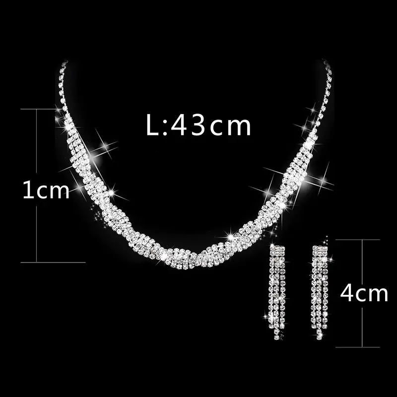 Bright Rhinestone Claw Chain Necklace & Earrings Set - Image 8