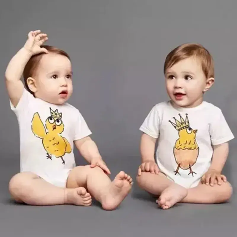 Baby Rooster Crown Jumpsuit White Infant Romper