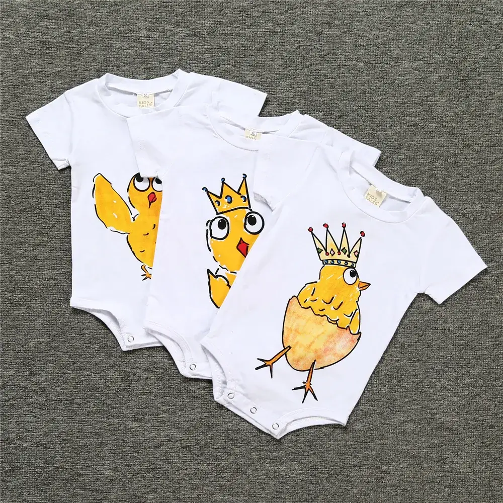 Baby Rooster Crown Jumpsuit White Infant Romper