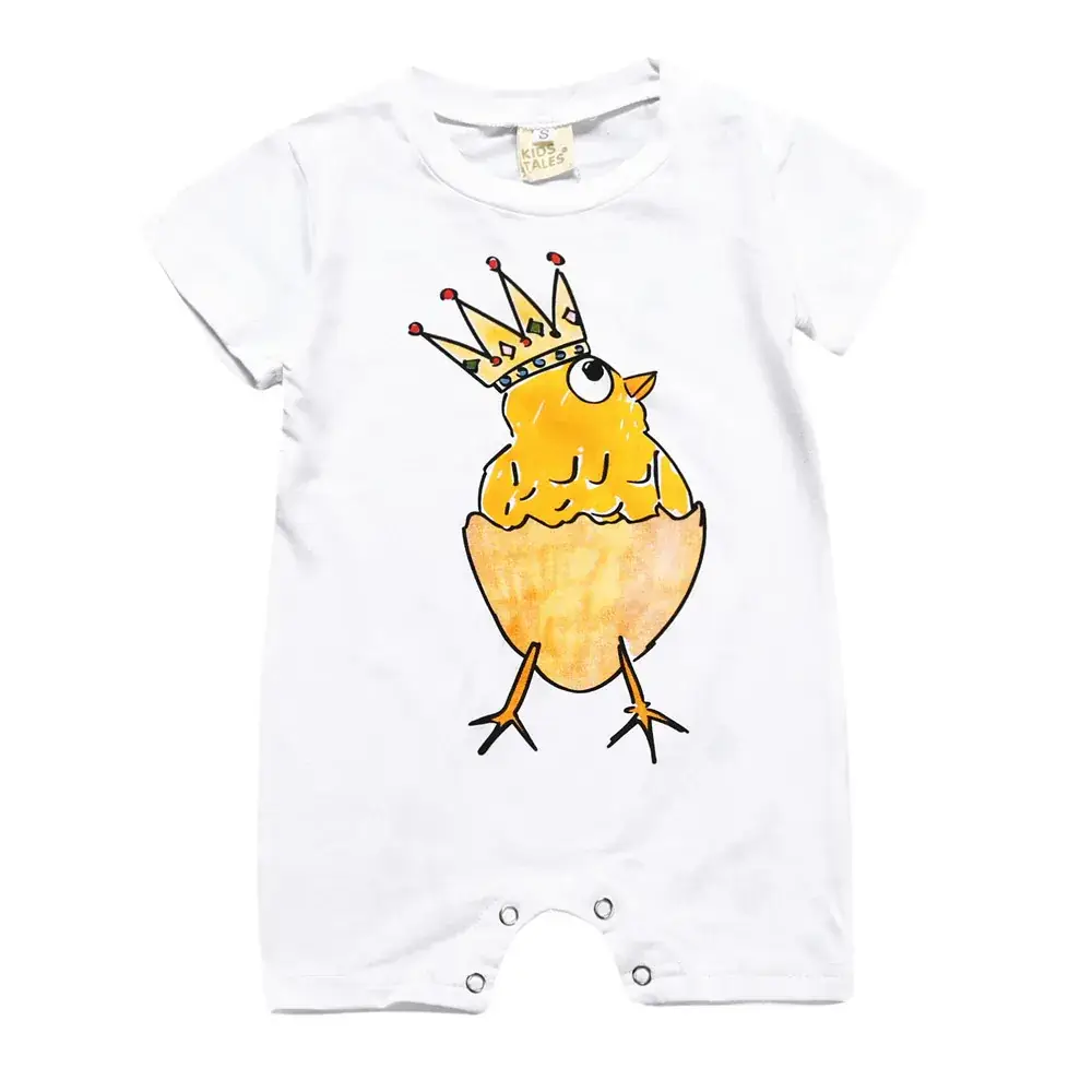 Baby Rooster Crown Jumpsuit White Infant Romper