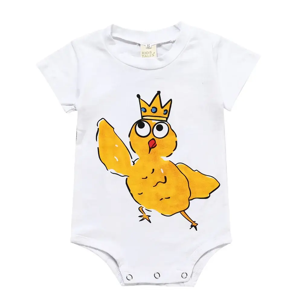 Baby Rooster Crown Jumpsuit White Infant Romper