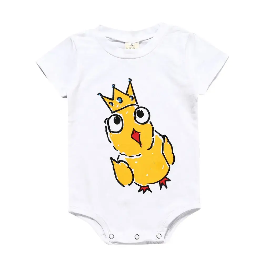 Baby Rooster Crown Jumpsuit White Infant Romper