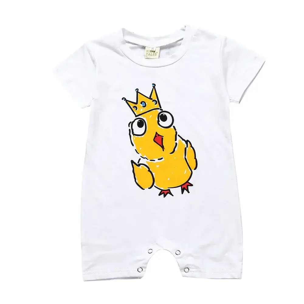 Baby Rooster Crown Jumpsuit White Infant Romper