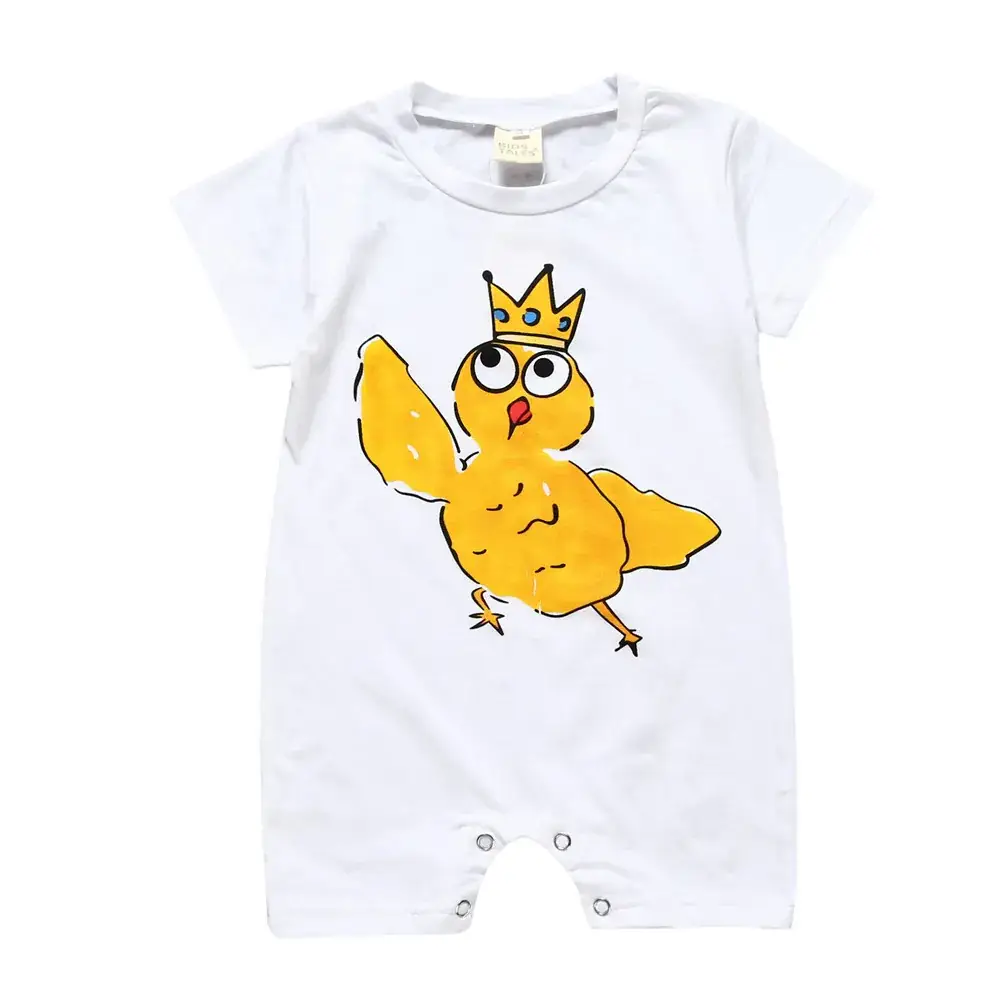 Baby Rooster Crown Jumpsuit White Infant Romper
