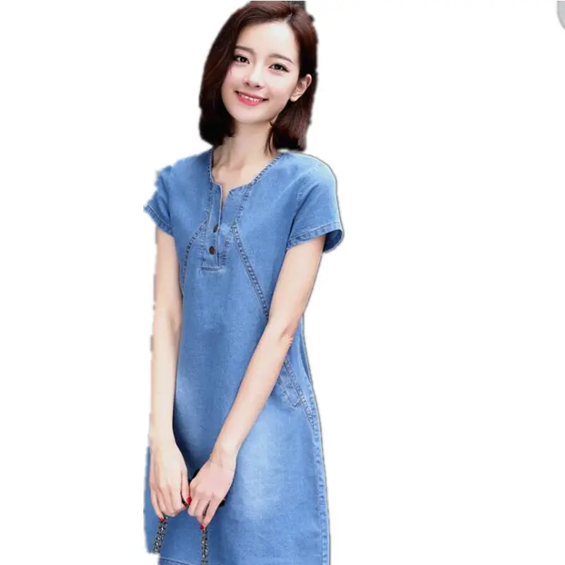 Women Denim Slim Fit Summer Dress Large - Image 6