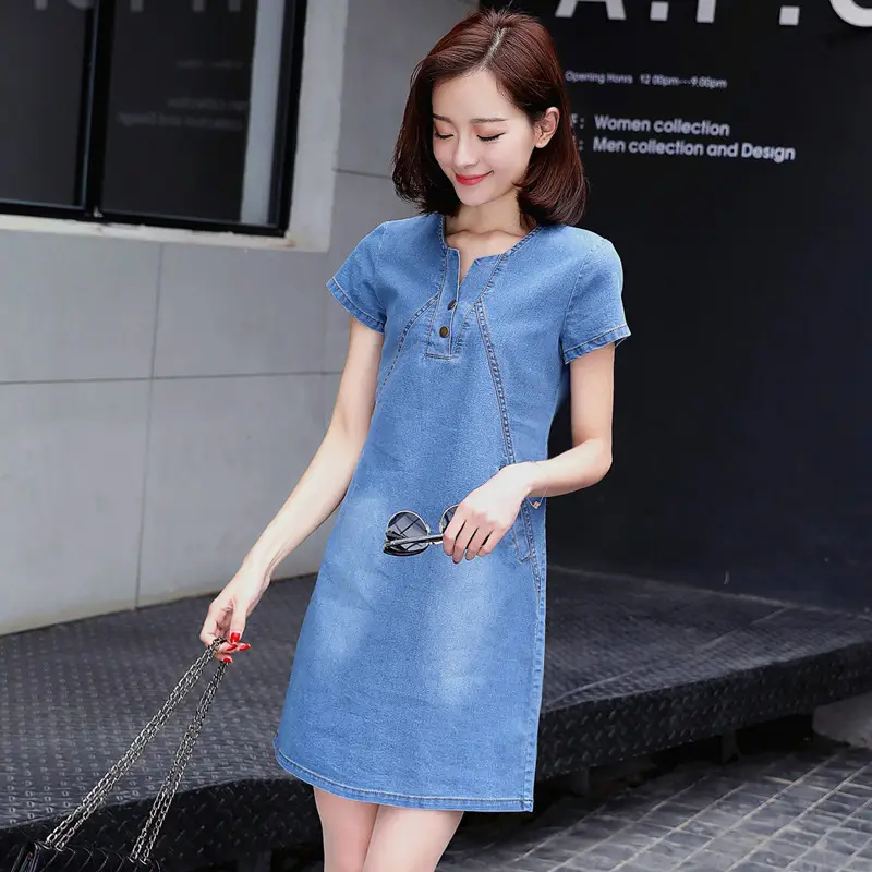 Women Denim Slim Fit Summer Dress Large — feature 10
