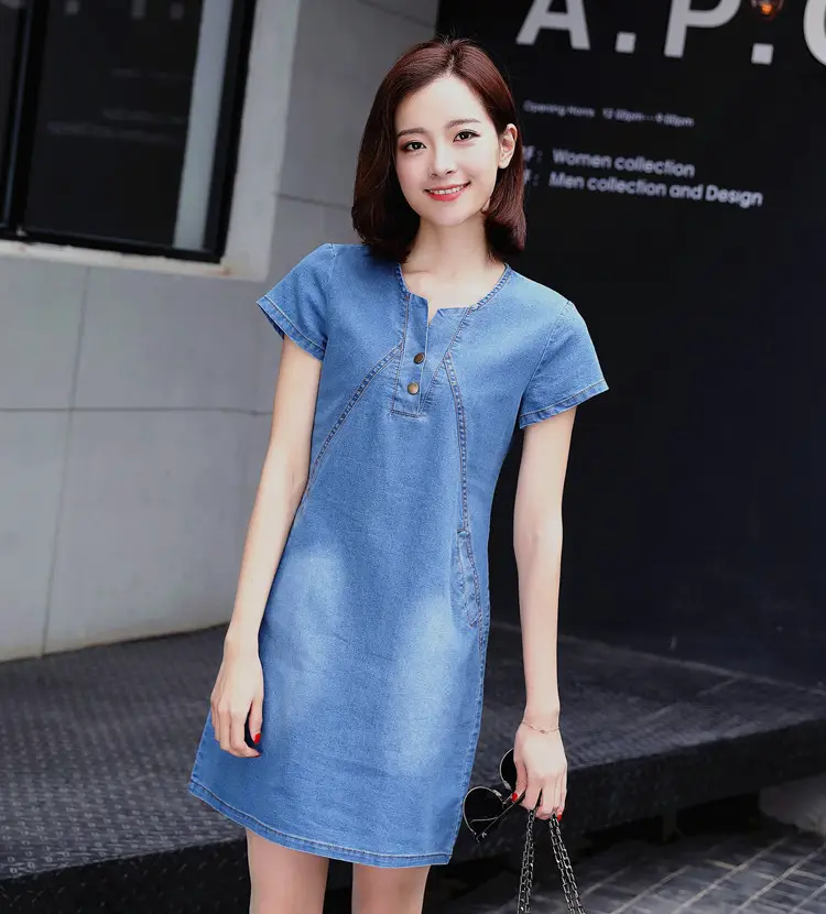 Women Denim Slim Fit Summer Dress Large — feature 15