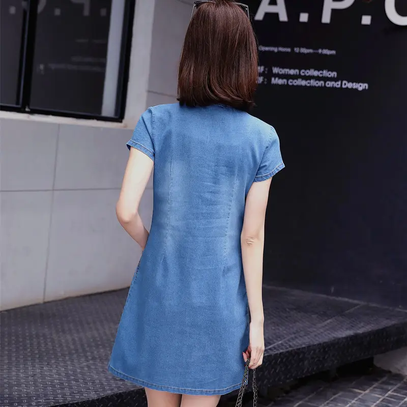 Women Denim Slim Fit Summer Dress Large — feature 17