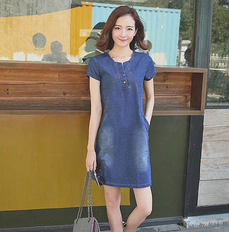 Women Denim Slim Fit Summer Dress Large — feature 5