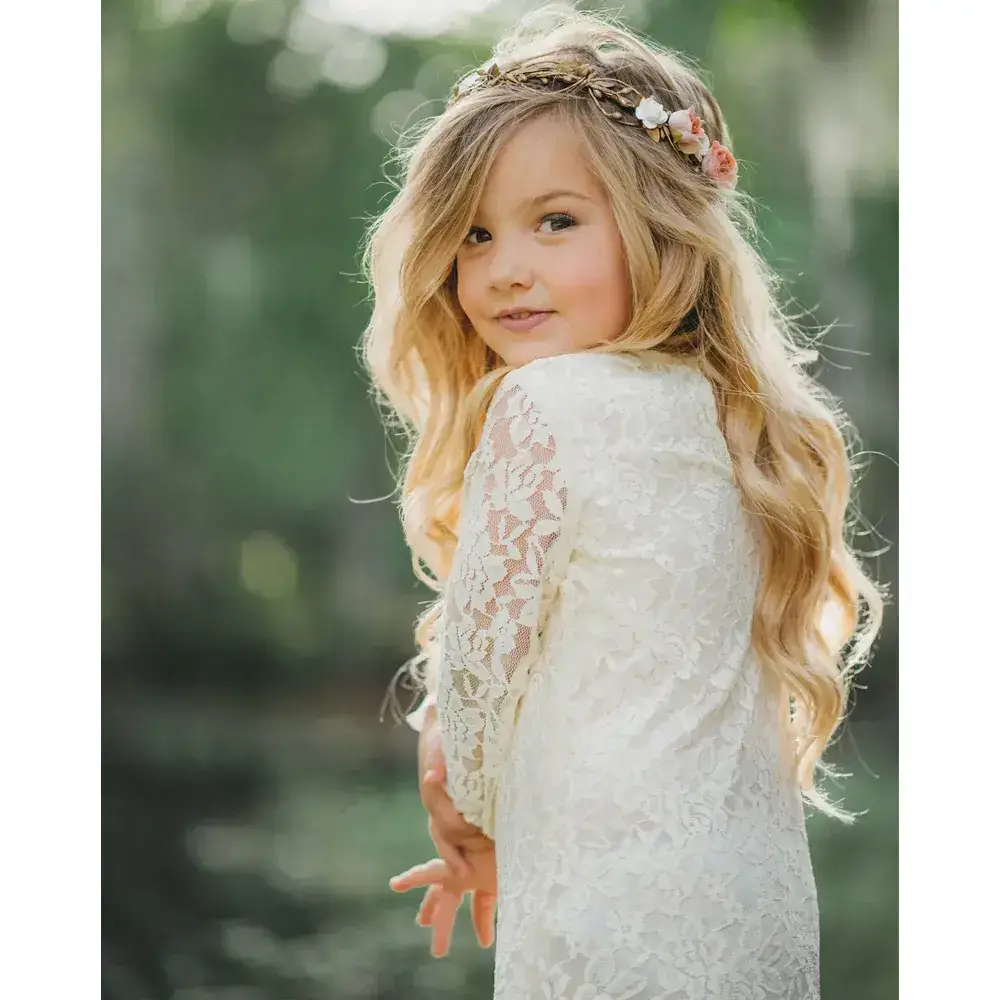Korean Children's Lace Long Sleeve Dress Medium Small - Image 5