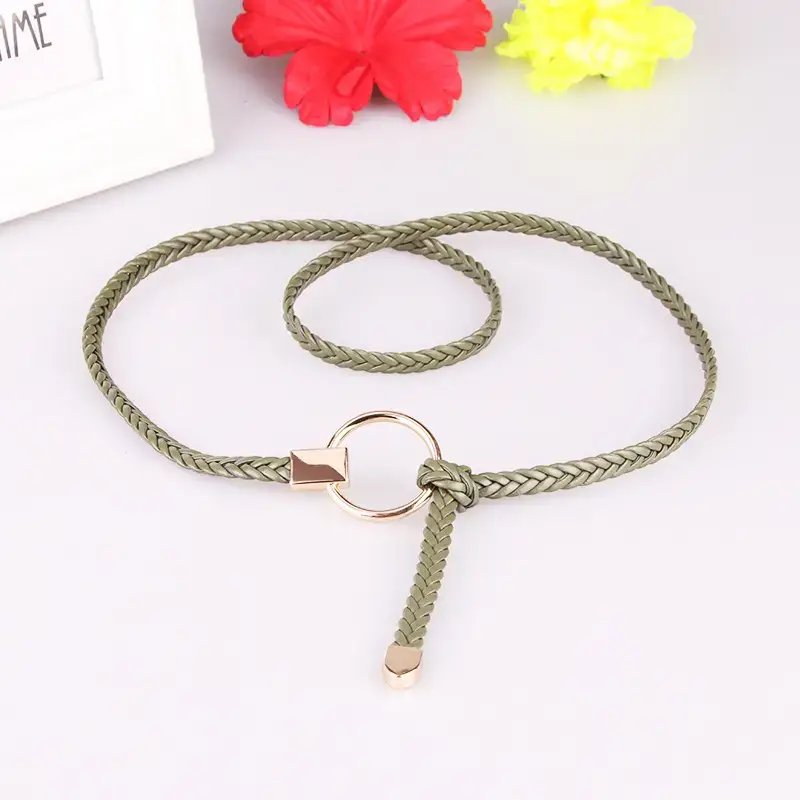 Red Braided Women's Belt with Gold Clasp - Image 2