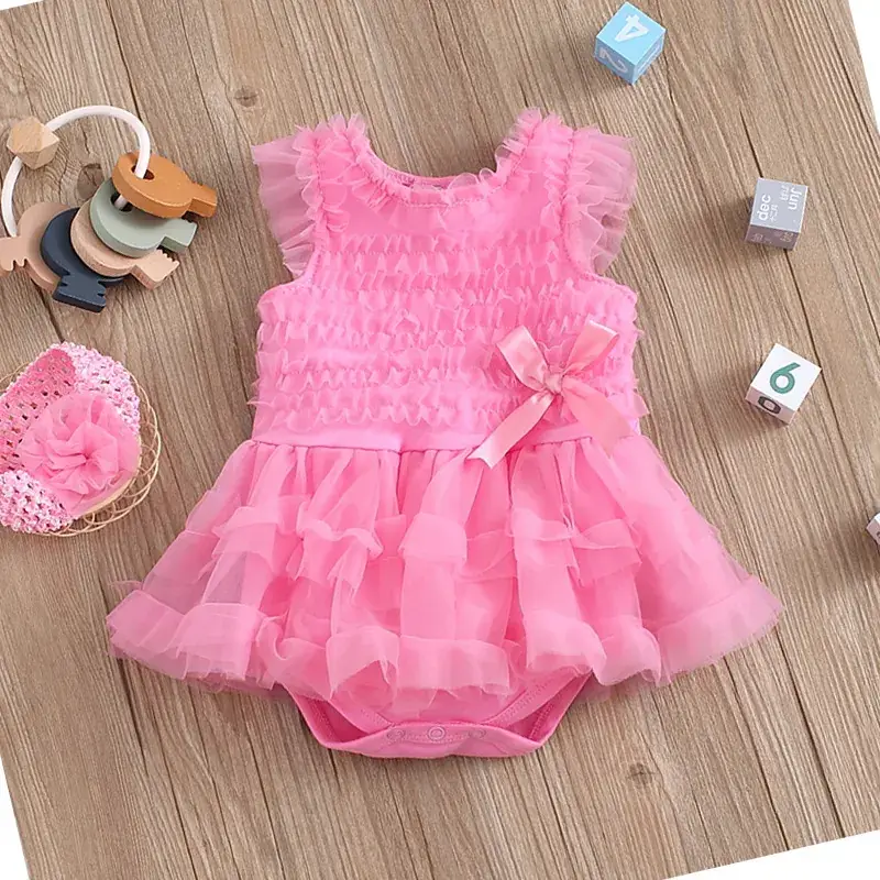 2024 Spring Baby Girl Sleeveless Romper Pure Cotton Princess Dress
